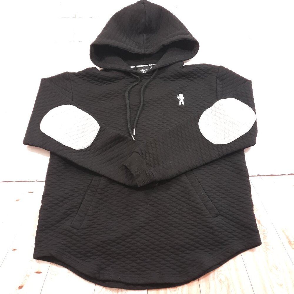 Barstool Sports Black Quilted Cotton Pullover Hoodie Sweatshirt Womens Large